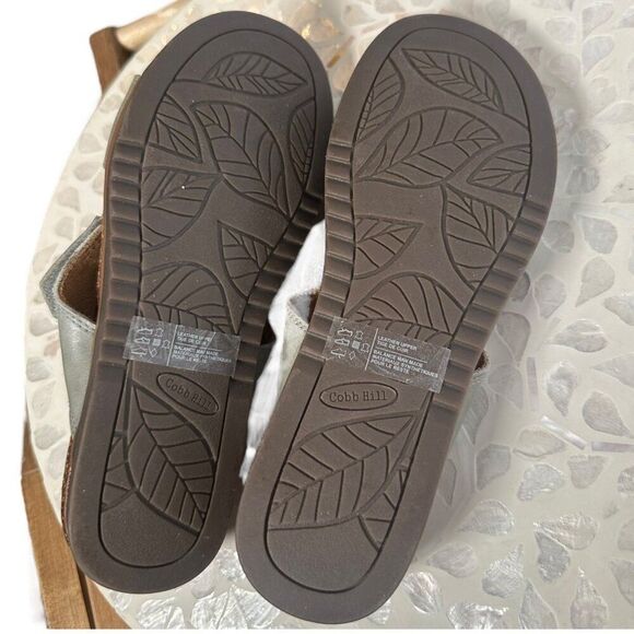 Cobb Hill May Leather Asymmetrical Slide Sandals Women’s 8 X Wide Sage Comfort - Picture 6 of 13